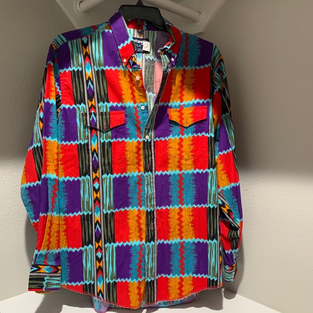 Vintage Wrangler Patterned Button-Down
